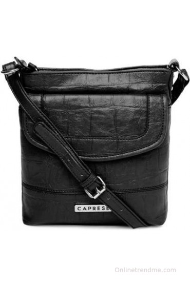 Caprese Women Black PU Sling Bag